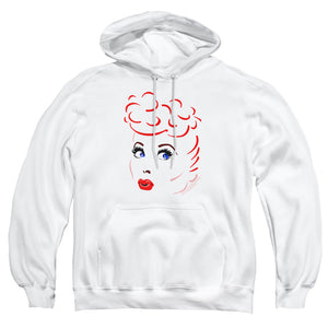 AN OFFCIALLY LICENSED I LOVE LUCY LINES FACE ADULT UNISEX PULLOVER HOODIE WHITE