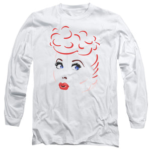 AN OFFCIALLY LICENSED I LOVE LUCY LINES FACE MEN'S LONG SLEEVE T-SHIRT WHITE