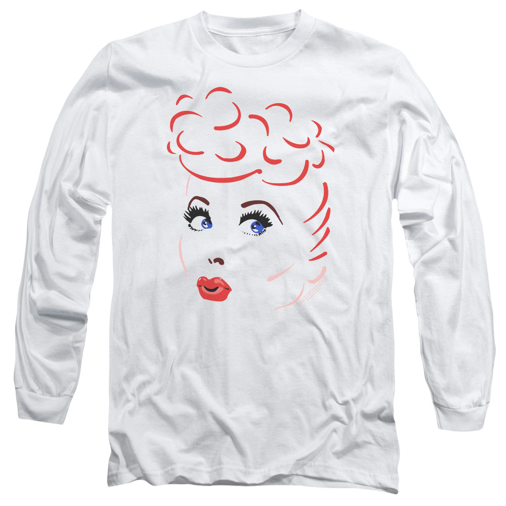 AN OFFCIALLY LICENSED I LOVE LUCY LINES FACE MEN'S LONG SLEEVE T-SHIRT WHITE