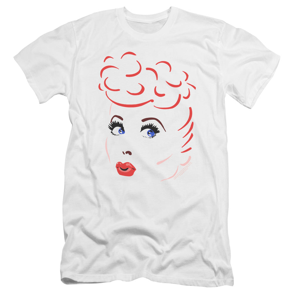 AN OFFCIALLY LICENSED I LOVE LUCY LINES FACE MEN'S PREMIUM SLIM FIT T-SHIRT WHITE