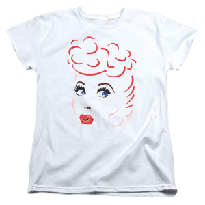 AN OFFCIALLY LICENSED I LOVE LUCY LINES FACE WOMEN'S REGULAR FIT T-SHIRT WHITE
