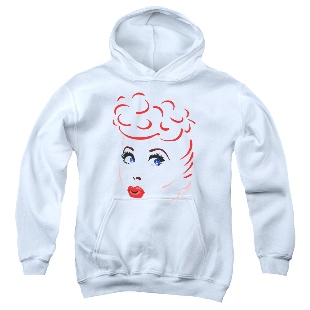 AN OFFCIALLY LICENSED I LOVE LUCY LINES FACE YOUTH HOODIE WHITE