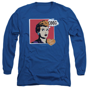 AN OFFCIALLY LICENSED I LOVE LUCY I LOVE WORHOL OMG MEN'S LONG SLEEVE T-SHIRT ROYAL
