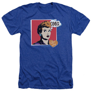 AN OFFCIALLY LICENSED I LOVE LUCY I LOVE WORHOL OMG MEN'S HEATHER T-SHIRT ROYAL