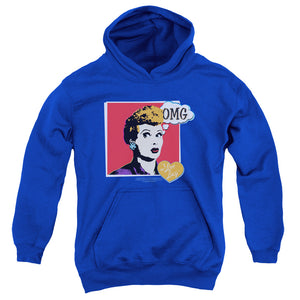 AN OFFCIALLY LICENSED I LOVE LUCY I LOVE WORHOL OMG YOUTH HOODIE ROYAL