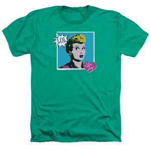 AN OFFCIALLY LICENSED I LOVE LUCY I LOVE WORHOL LOL MEN'S HEATHER T-SHIRT KELLY GREEN