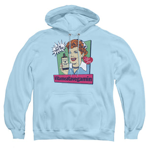 AN OFFCIALLY LICENSED I LOVE LUCY VITA COMIC ADULT UNISEX PULLOVER HOODIE LIGHT BLUE