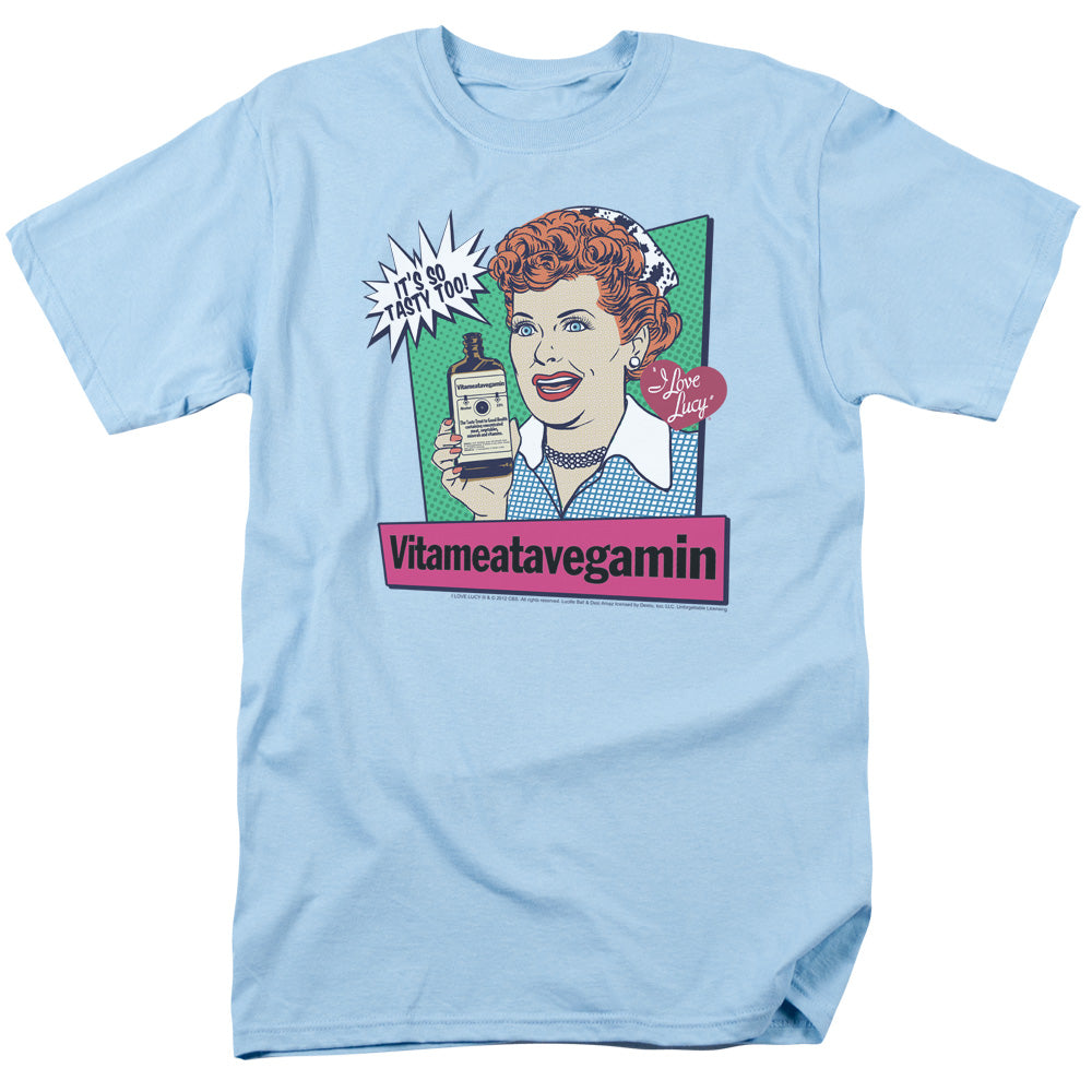 AN OFFCIALLY LICENSED I LOVE LUCY VITA COMIC MEN'S REGULAR FIT T-SHIRT LIGHT BLUE