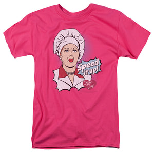 AN OFFCIALLY LICENSED I LOVE LUCY SPEED IT UP MEN'S REGULAR FIT T-SHIRT HOT PINK