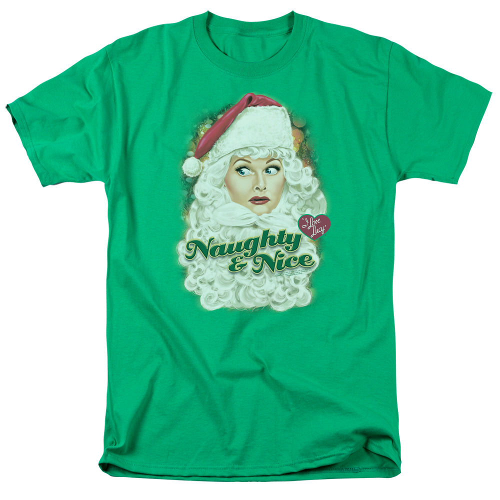 AN OFFCIALLY LICENSED I LOVE LUCY SANTA MEN'S REGULAR FIT T-SHIRT KELLY GREEN