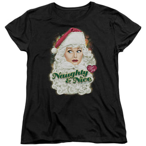 AN OFFCIALLY LICENSED I LOVE LUCY SANTA WOMEN'S REGULAR FIT T-SHIRT BLACK