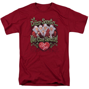 AN OFFCIALLY LICENSED I LOVE LUCY DEAR SANTA MEN'S REGULAR FIT T-SHIRT CARDINAL