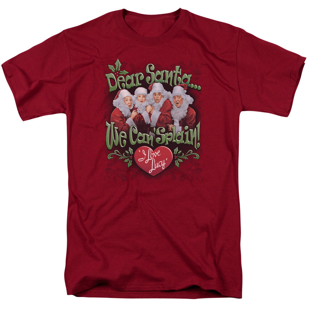 AN OFFCIALLY LICENSED I LOVE LUCY DEAR SANTA MEN'S REGULAR FIT T-SHIRT CARDINAL