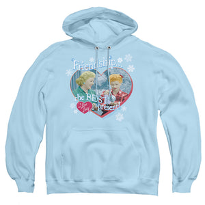 AN OFFCIALLY LICENSED I LOVE LUCY THE BEST PRESENT ADULT UNISEX PULLOVER HOODIE LIGHT BLUE