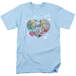 AN OFFCIALLY LICENSED I LOVE LUCY THE BEST PRESENT MEN'S REGULAR FIT T-SHIRT LIGHT BLUE