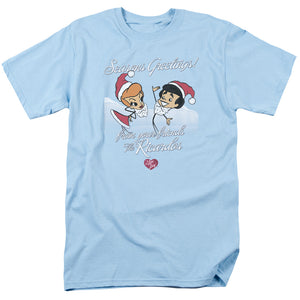 AN OFFCIALLY LICENSED I LOVE LUCY ANIMATED CHRISTMAS MEN'S REGULAR FIT T-SHIRT LIGHT BLUE