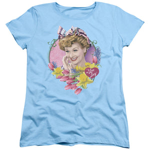 AN OFFCIALLY LICENSED I LOVE LUCY SPRINGTIME WOMEN'S REGULAR FIT T-SHIRT LIGHT BLUE