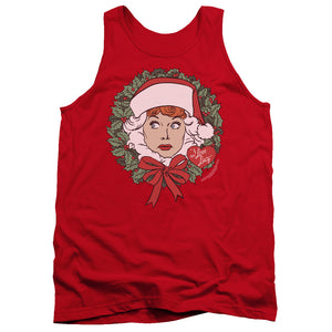 AN OFFCIALLY LICENSED I LOVE LUCY WREATH ADULT UNISEX TANK TOP RED