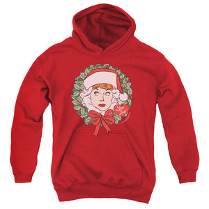 AN OFFCIALLY LICENSED I LOVE LUCY WREATH YOUTH HOODIE RED