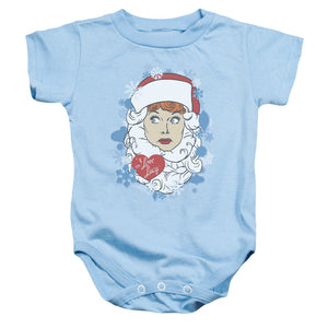 AN OFFCIALLY LICENSED I LOVE LUCY BEARD FLAKES BABY BODYSUIT LIGHT BLUE