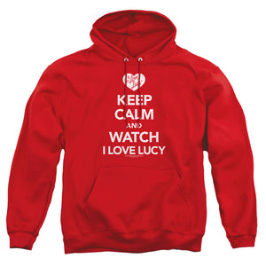AN OFFCIALLY LICENSED I LOVE LUCY KEEP CALM AND WATCH ADULT UNISEX PULLOVER HOODIE RED