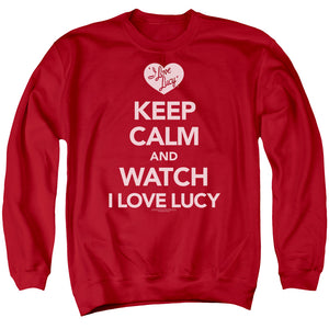 AN OFFCIALLY LICENSED I LOVE LUCY KEEP CALM AND WATCH ADULT UNISEX CREWNECK SWEATSHIRT RED