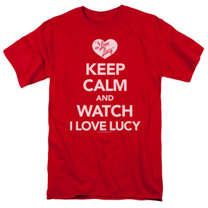 AN OFFCIALLY LICENSED I LOVE LUCY KEEP CALM AND WATCH MEN'S REGULAR FIT T-SHIRT RED