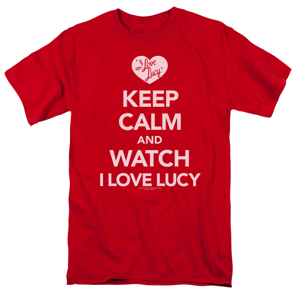 AN OFFCIALLY LICENSED I LOVE LUCY KEEP CALM AND WATCH MEN'S REGULAR FIT T-SHIRT RED