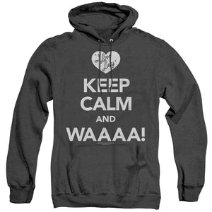 AN OFFCIALLY LICENSED I LOVE LUCY KEEP CALM WAAA ADULT UNISEX HEATHER PULLOVER HOODIE BLACK
