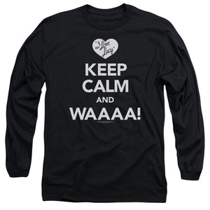 AN OFFCIALLY LICENSED I LOVE LUCY KEEP CALM WAAA MEN'S LONG SLEEVE T-SHIRT BLACK