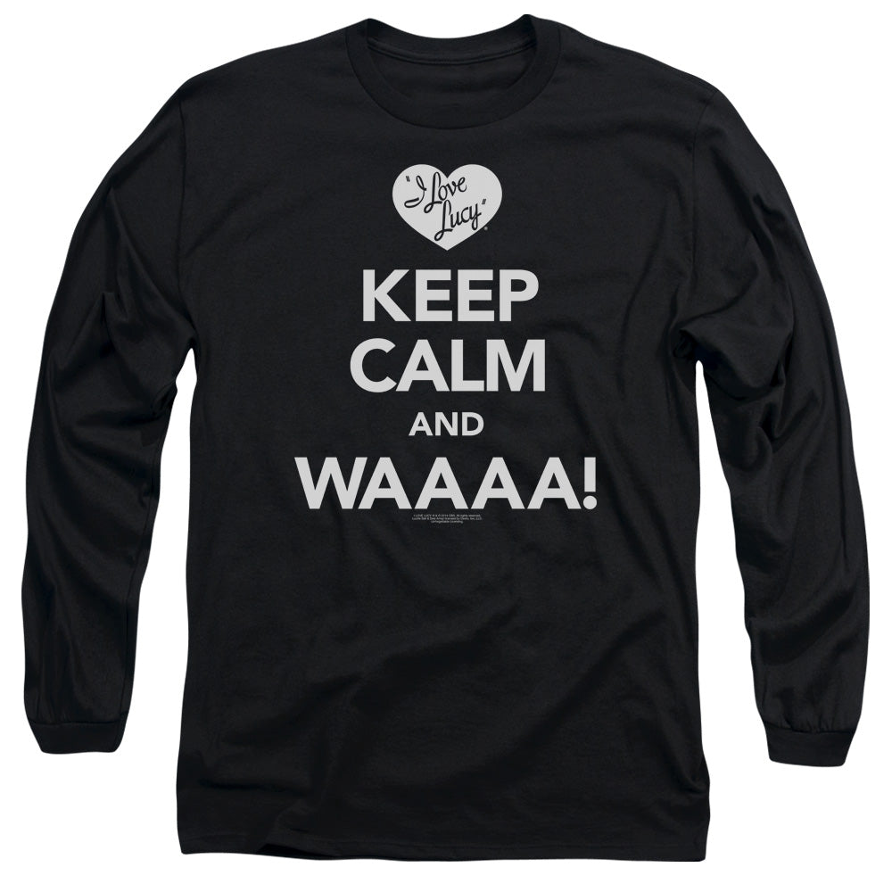 AN OFFCIALLY LICENSED I LOVE LUCY KEEP CALM WAAA MEN'S LONG SLEEVE T-SHIRT BLACK