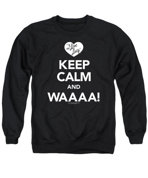 AN OFFCIALLY LICENSED I LOVE LUCY KEEP CALM WAAA ADULT UNISEX CREWNECK SWEATSHIRT BLACK