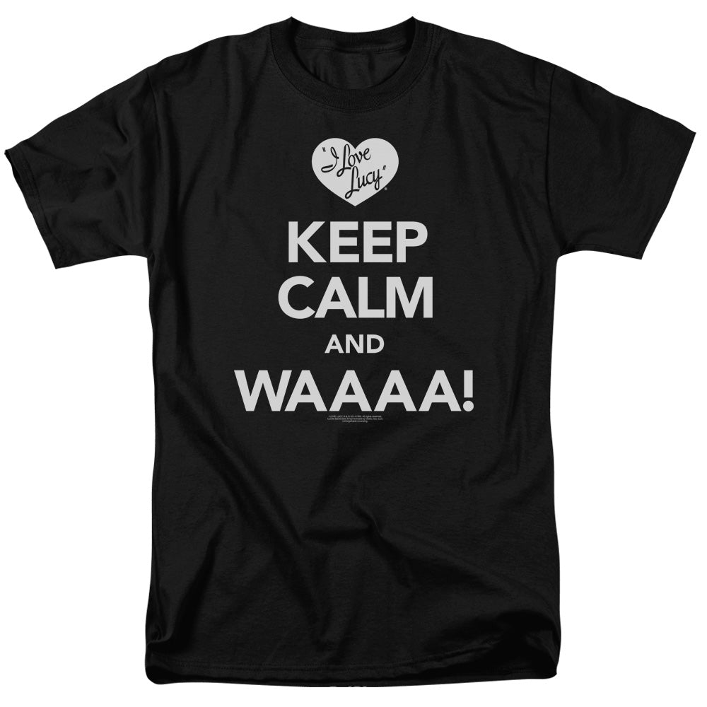AN OFFCIALLY LICENSED I LOVE LUCY KEEP CALM WAAA MEN'S REGULAR FIT T-SHIRT BLACK