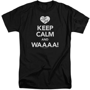AN OFFCIALLY LICENSED I LOVE LUCY KEEP CALM WAAA MEN'S TALL FIT T-SHIRT BLACK