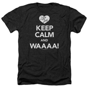 AN OFFCIALLY LICENSED I LOVE LUCY KEEP CALM WAAA MEN'S HEATHER T-SHIRT CHARCOAL