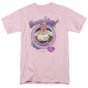 AN OFFCIALLY LICENSED I LOVE LUCY SMASHING MEN'S REGULAR FIT T-SHIRT PINK