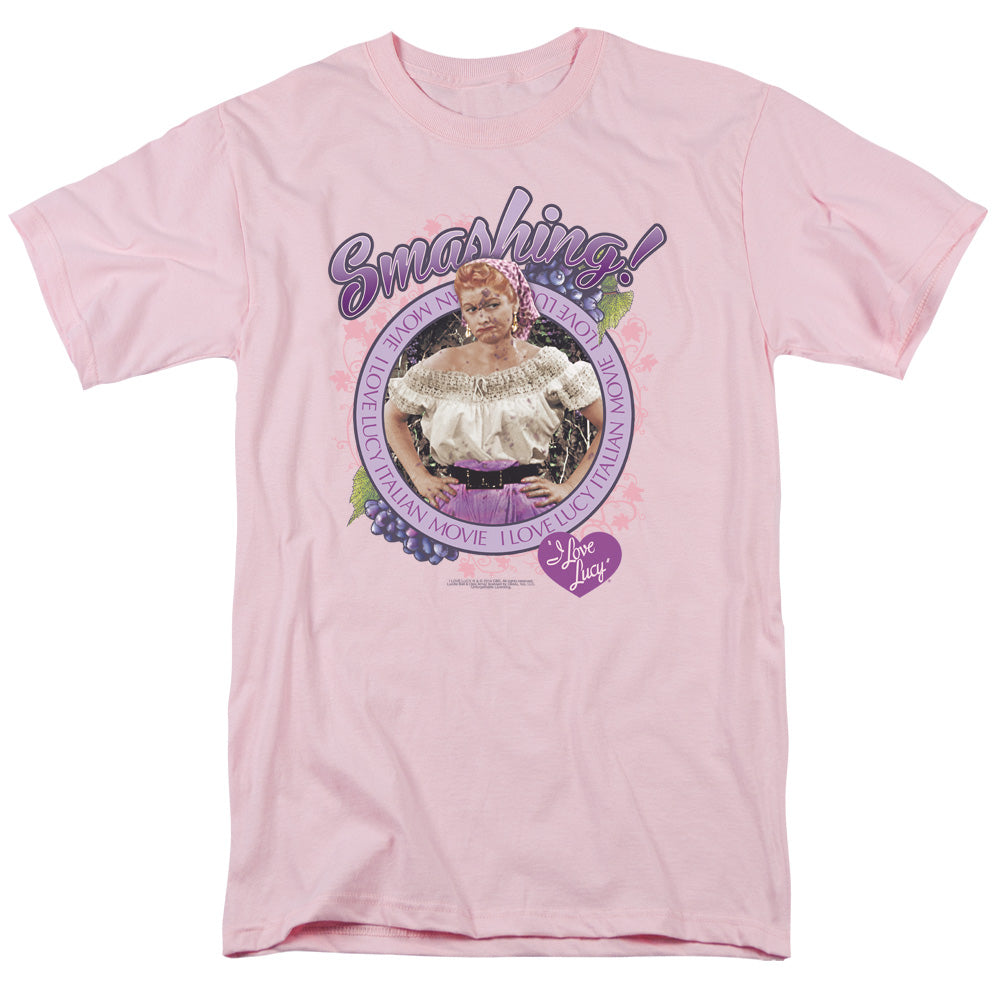 AN OFFCIALLY LICENSED I LOVE LUCY SMASHING MEN'S REGULAR FIT T-SHIRT PINK