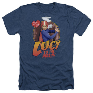 AN OFFCIALLY LICENSED I LOVE LUCY TO THE RESCUE MEN'S HEATHER T-SHIRT NAVY