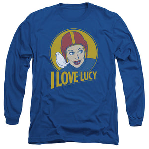 AN OFFCIALLY LICENSED I LOVE LUCY LB SUPER COMIC MEN'S LONG SLEEVE T-SHIRT ROYAL