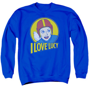 AN OFFCIALLY LICENSED I LOVE LUCY LB SUPER COMIC ADULT UNISEX CREWNECK SWEATSHIRT ROYAL