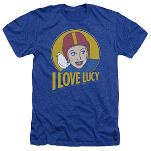 AN OFFCIALLY LICENSED I LOVE LUCY LB SUPER COMIC MEN'S HEATHER T-SHIRT ROYAL