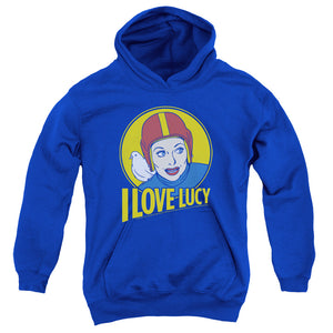 AN OFFCIALLY LICENSED I LOVE LUCY LB SUPER COMIC YOUTH HOODIE ROYAL