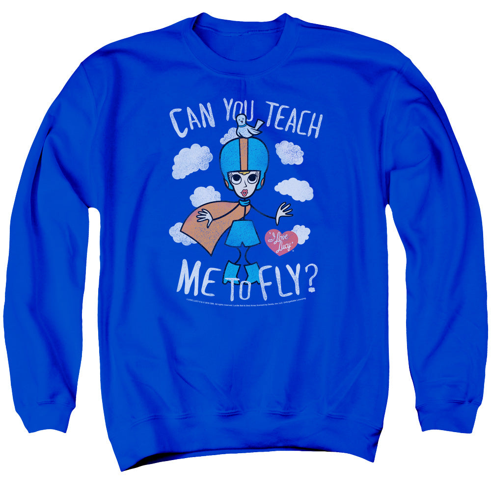 AN OFFCIALLY LICENSED I LOVE LUCY FLY ADULT UNISEX CREWNECK SWEATSHIRT ROYAL