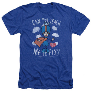 AN OFFCIALLY LICENSED I LOVE LUCY FLY MEN'S HEATHER T-SHIRT ROYAL