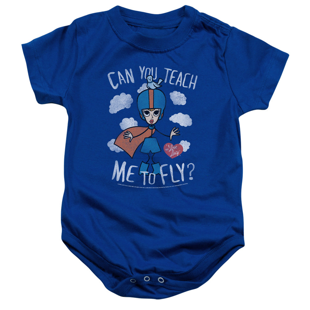 AN OFFCIALLY LICENSED I LOVE LUCY FLY BABY BODYSUIT ROYAL