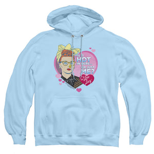 AN OFFCIALLY LICENSED I LOVE LUCY HOT ADULT UNISEX PULLOVER HOODIE LIGHT BLUE