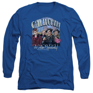 AN OFFCIALLY LICENSED I LOVE LUCY GOLDEN OPPORTUNITY MEN'S LONG SLEEVE T-SHIRT ROYAL