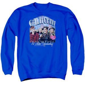 AN OFFCIALLY LICENSED I LOVE LUCY GOLDEN OPPORTUNITY ADULT UNISEX CREWNECK SWEATSHIRT ROYAL