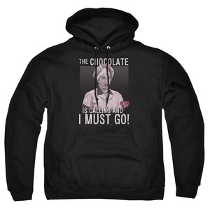 AN OFFCIALLY LICENSED I LOVE LUCY CHOCOLATE CALLING ADULT UNISEX PULLOVER HOODIE BLACK