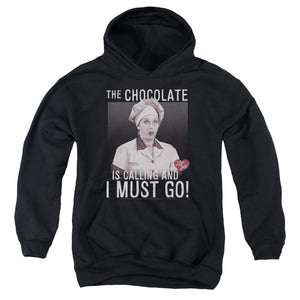 AN OFFCIALLY LICENSED I LOVE LUCY CHOCOLATE CALLING YOUTH HOODIE BLACK